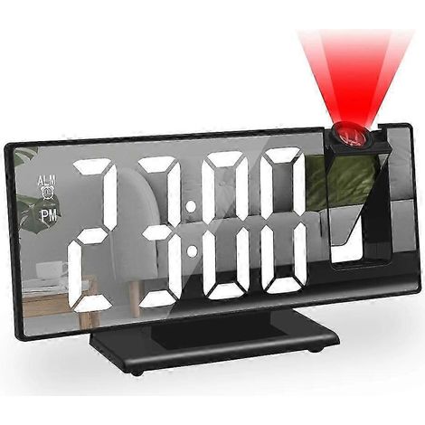 Réveil LED à projection sur bras articulé à 180° avec affichage de l'heure et de la température - Fonction snooze 12/24 heures, projecteur USB, compatible SMTXBW (1/5)