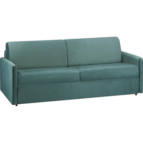 Divano letto 4 posti a ribalta in velluto Verde menta - Larghezza Materasso 160 cm - Spessore 18 cm - CALIFE (1/4)