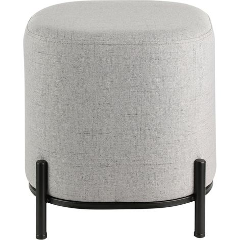 EGLO LIVING Hocker Mashike, minimalistischer Sitzhocker, runder Couch Beistellhocker, Pouf aus Textil in Grau und Metall in Schwarz, Ø 38 cm (1/4)