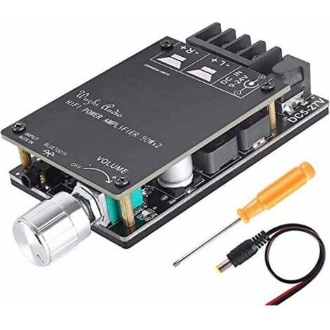 Amplificateur Audio Bluetooth 2x50W Stéréo Numérique Double Canal DC 5V-27V avec Filtre HiFi (1/4)