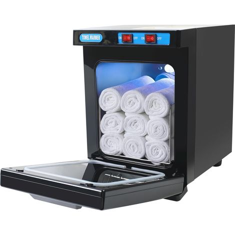 Chauffe-Serviettes, Sèche-Serviettes 176 °F, 5L Vitesse de Chauffage extrêmement Rapide jusqu'à 360 °C, Stérilisateur Chauffe Serviette Esthetique Spa de Grande Capacité, Noir (1/5)