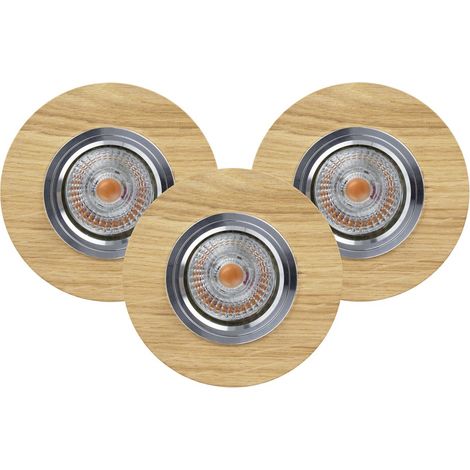Lot de 3 Plafonnier encastrable en Chène Huilé Disque Bois 10 cm VITAR (1/2)
