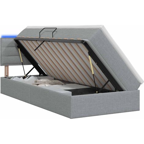 vidaXL Letto con contenitore LED e materasso Grigio Chiaro 90 x 200 cm (1/5)