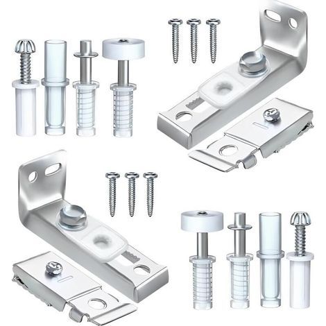 Kit di binari per porte pieghevoli, 2 set di ferramenta di ricambio per porte pieghevoli, inclusi perni superiore e inferiore, staffa e rullo di guida per binario da 5,6 cm (2,2 pollici). (1/4)