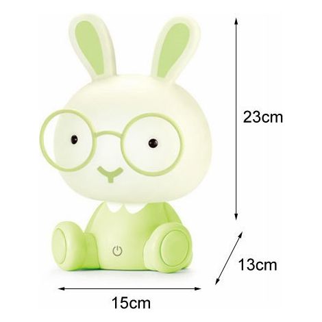 1pc Veilleuse LED pour Enfants, USB Lampe de Chevet Lapin, Lampe de Table, Chambre Salon Chambre d'enfant Cadeau,15X13X23CM(lapin vert) (1/3)