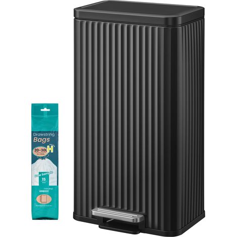 Poubelle de Cuisine en Acier avec Seau Intérieur, 30 L, 33,6 x 29,8 x 59,5 cm, Noir (1/5)