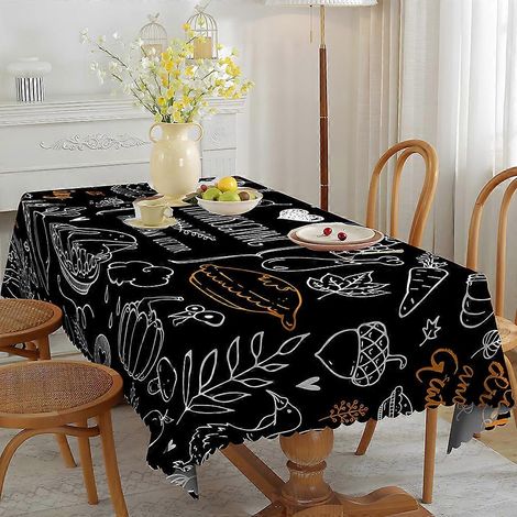 Nappe nordique imperméable et résistante à l'huile, motif citrouille et feuilles d'automne, idéale pour décorer une table basse ou un salon pendant les fêtes. Motif 2. (1/5)