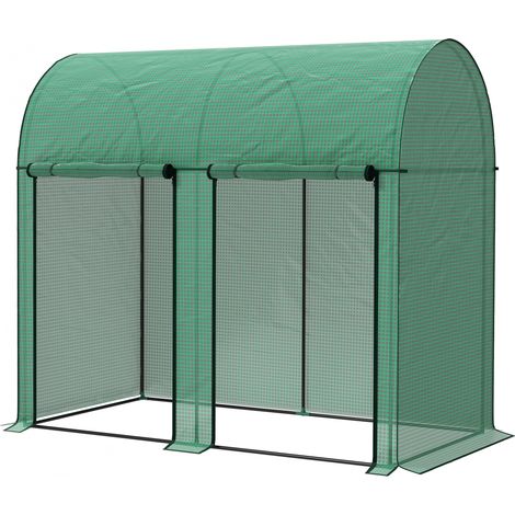 Outsunny Serra per Orto 2x1x1.78m 2 Porte Avvolgibili Copertura PE 140g/m² Verde