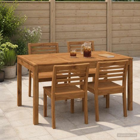 vidaXL Garden Dinner Table Natural 141 x 80.5 x 75 cm (1/5)