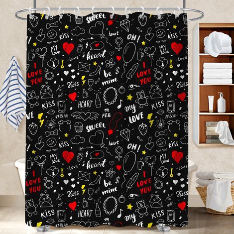 Rideau de bain imprimé polyester 180x180 cocooning cache baignoire pour personne allergique (1/5)