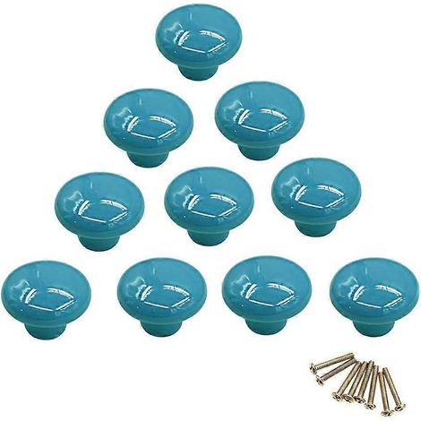 Lot de 10 boutons de meuble ronds en céramique colorée à un trou pour tiroir, placard ou porte de commode (1/5)