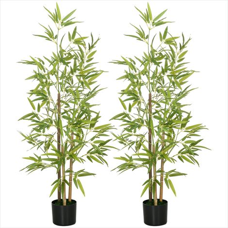 Plante artificielle bambou 120 cm avec pot lot de 2 Plastique (1/5)