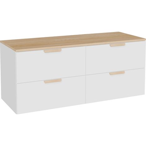 Meuble sous vasque suspendu avec planche – Blanc – L120 cm – AVORELI (1/3)