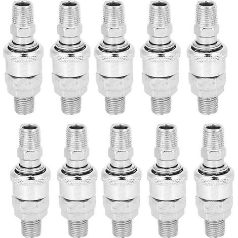 10 Stück Luftkompressor-Anschlussstutzen, selbstverriegelnd, Typ C, Stecker/Buchse, Schnellverschluss für PU-Schläuche