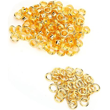 200 œillets de 6 mm pour chaussures, rivets à trou creux, accessoires en laiton doré et cuir faits main. (1/5)