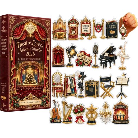 Adventskalender 2026 – 24-teilig – bordeauxrot-gold – Acryl – 24 Tage mit weihnachtlichen Minifiguren – Weihnachtsdekoration – geeignet für Weihnachtsfeiern und als Dekoration für die Wohnung. (1/5)