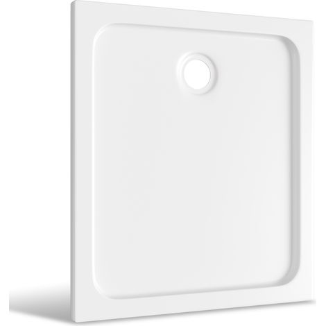 Jiubiaz Receveur de douche rectangulaire en acrylique 90 x 80 cm, blanc, hauteur 4 cm, évacuation Ø 90 mm (1/5)