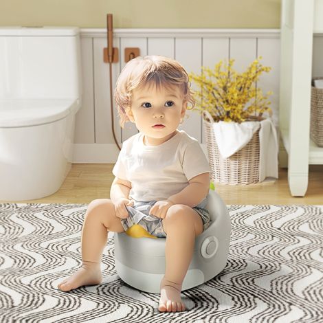 Pot enfant 3 en 1 avec siège amovible, revêtement simili-cuir, capacité 50 kg, dès 6 mois jusqu’à 6 ans, gris – pot d’apprentissage (1/4)
