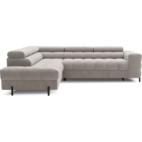 Sofá convertible Beige FERRUM 5 plazas ángulo izquierdo salón familiar 276x93x200cm (1/5)