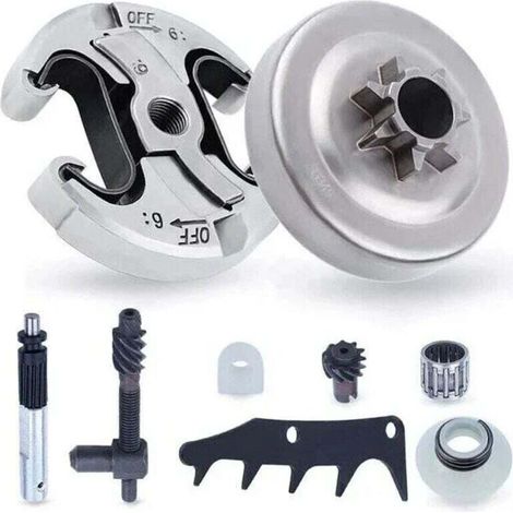 Pignon et Embrayage pour Husqvarna 345 445 340 450, Pignon de Chaîne .325'' Pas 6 Dents + Tambour d'embrayage + Roulement Pièces de Rechange Tronçonneuse Accessoire Kit 8 en 1