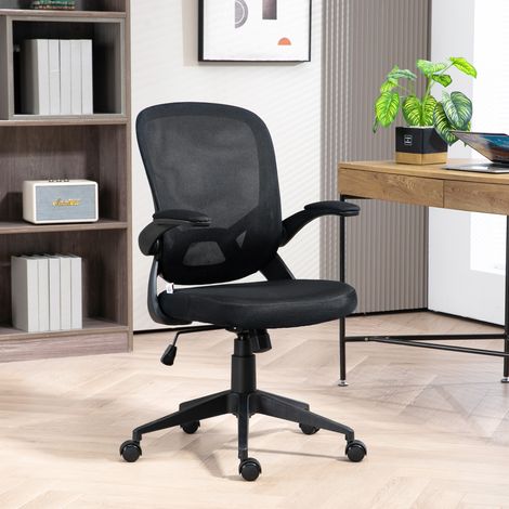 Fauteuil de bureau rotatif et ergonomique avec hauteur réglable, Fauteuil de bureau avec balancelle et tissu filet transparent, Noir (1/5)