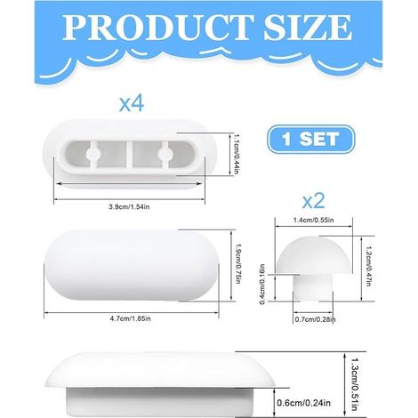 6 Pièces Tampon Abattant WC,Patin Abattant WC,Tampons pour Abattant de WC,Pare-chocs de Siège de Toilette,Amortisseur WC,4 Tampons Anneaux+2 Tampons Couvercle(Blanc) (1/5)