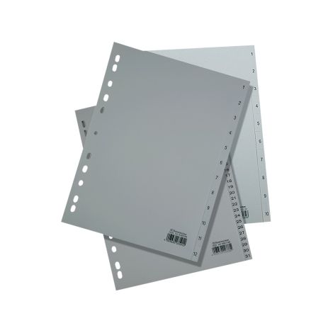 SOENNECKEN Zahlenregister Soennecken DIN A4 Überbreite 1-20 Polypropylen grau (1/2)