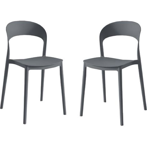 Set 2 Sedie Impilabili in polipropilene da cucina 40x39x78 cm Colore Antracite LUNA Colore Antracite