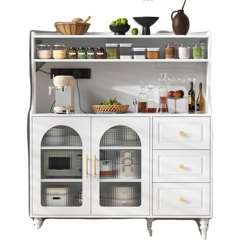 Hoher Schrank, verstellbare Regale, elegante Aufbewahrungslösung, Weiß - MDF (1/2)