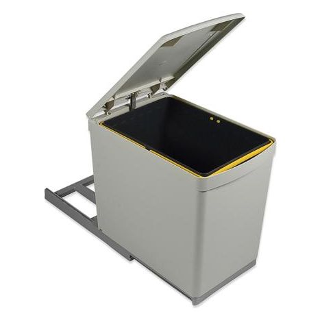 Cubos de reciclaje 16L, tapa automática, plástico gris