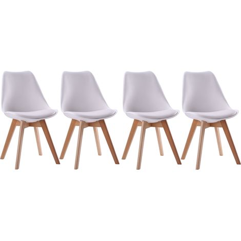 Set di 4 sedie scandinave bianche NORA con cuscino (1/5)