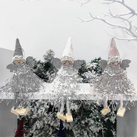 Décoration de Noël, poupée ange en peluche à suspendre, ornement festif pour la décoration murale ou de fenêtre de la maison, cadeau pour enfants - décorations de Noël ( (1/5)