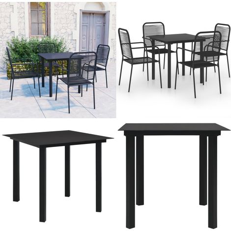 Set da Pranzo da Giardino 5 pz Nero in Vetro e Acciaio - Tavolo da pranzo da esterno - Sedie da giardino
