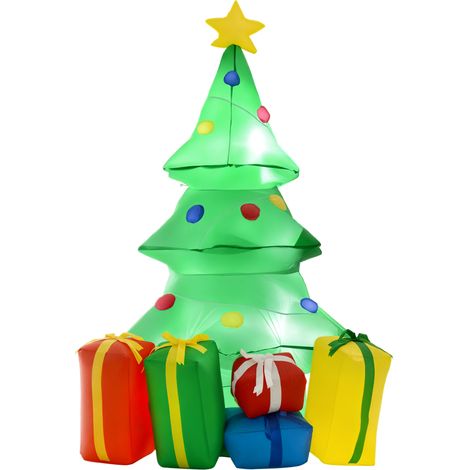 Aufblasbarer Weihnachtsbaum mit LED-Beleuchtung, inklusive Baum, Geschenken und Aufblaspumpe, 65 x 75 x 150 cm, grün (1/5)