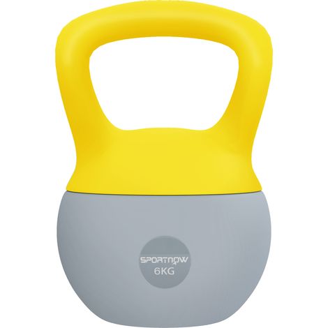 SPORTNOW 6KG Kettlebell with Soft Body and Non-Slip Handle, Yellow and Grey