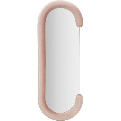 Specchio da parete Chantal XL con cornice in velluto rosa