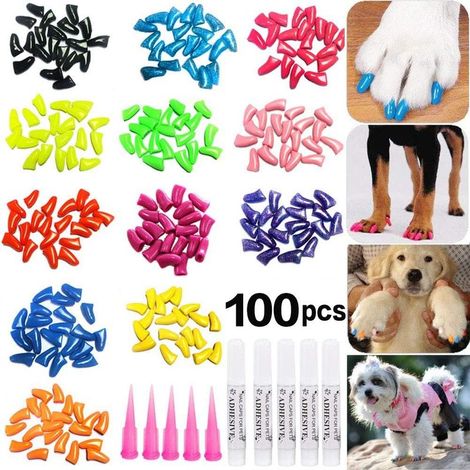 100 protège-griffes souples pour chiens et chiots, kit maison, 5 modèles aléatoires, taille XXL. (1/5)