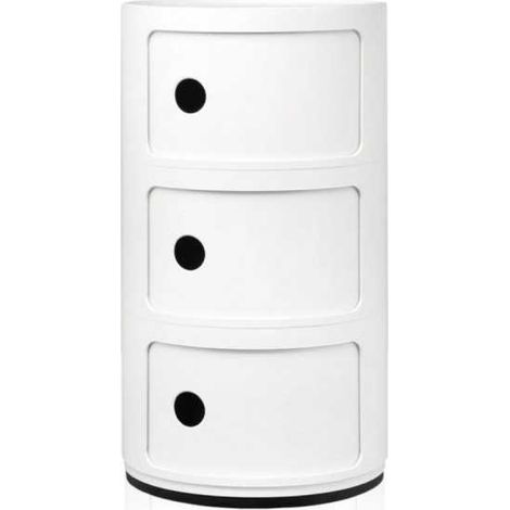 Meuble modulaire 3 éléments en ABS avec base ronde, Blanc Kartell 0496703 (1/3)