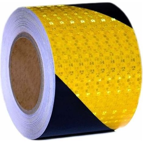 Gelb-schwarzes reflektierendes Warnband 5 cm x 25 m – Hochsichtbare PVC-Folie – Verschleißfest und wasserdicht – Tag- und Nachtsichtbarkeit – 5 cm x 25 m (1/5)