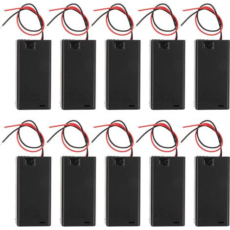 Lot de 10 Porte-Piles AA pré-câblés avec Interrupteur Marche/arrêt - Boîtier de Couvercle de Pile avec eur et Fils pour Applications électroniques de Loisir et Bricolage. (1/5)