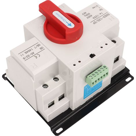Automatischer Umschalter mit zwei Leistungsstufen und rotem Griff, 125 A, für 400-V-Industriegenerator (1/5)