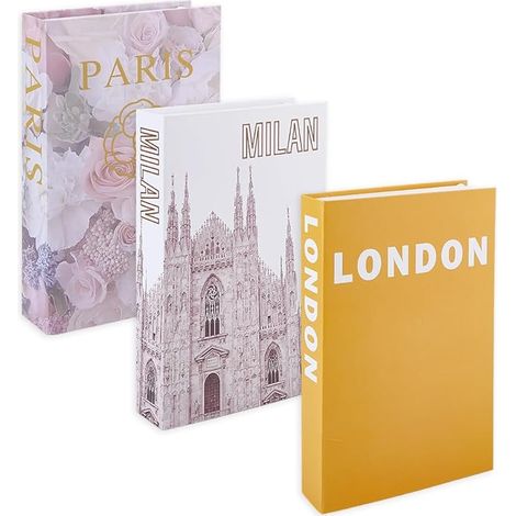 Livres décoratifs 3 styles 26,3 x 16,9 x 4,2 cm Faux livres avec espace de rangement caché Noir et blanc Livres empilés pour étagère de salon décoration intérieure (1/5)