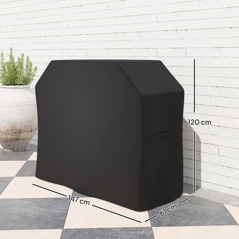 Housse barbecue grill gaz étanche sangles velcro Oxford 147x61x120cm, noir (1/5)