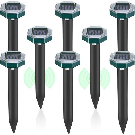 Lot de 8 pics repulsifs a ultrasons pour taupes, serpents et campagnols a energie solaire pour pelouse, jardin et cour, repulsif a sardines (1/4)