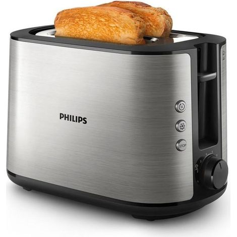 Philips Tostapane HD2650/90 Viva Collection 2 Fette 950W Metallo Nero e Acciaio Inox (1/2)