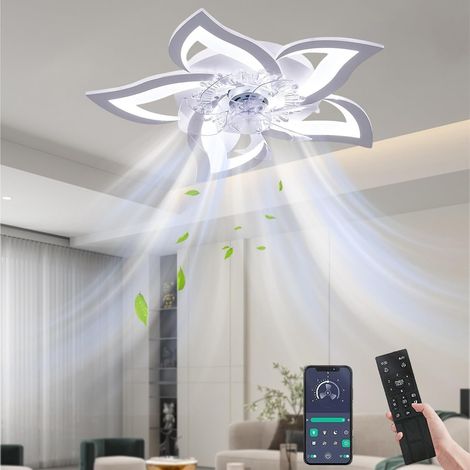 Ventilador de techo con luz y control remoto, 3 temperaturas de color y 6 velocidades, silencioso y regulable. Ventilador de techo con iluminación LED para dormitorio y sala de estar. (1/5)