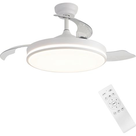 Deckenventilator in Mattweiß mit Beleuchtung Leise 30 dB 6 Geschwindigkeitsstufen 3-farbige LED-Beleuchtung Durchmesser 122 cm (1/3)