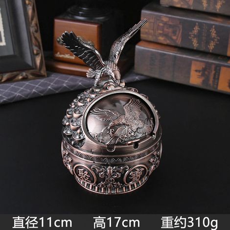 (Yinghonggu) Cendrier rétro Douze Signes du Zodiaque avec couvercle, coupe-vent, résistant aux cendres et aux chocs