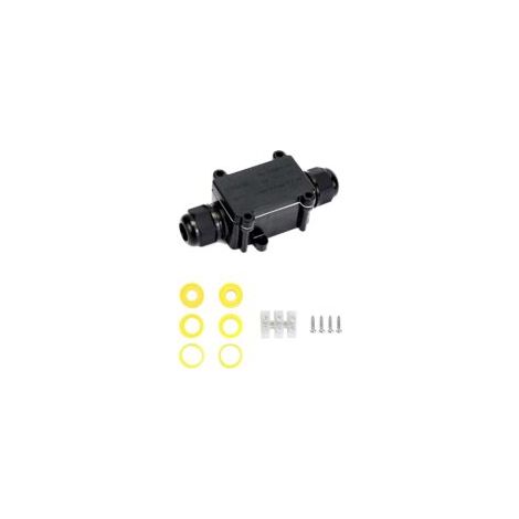 Scatola di derivazione impermeabile IP68, connettore per cavi elettrici a 2 vie, scatola di derivazione per cavi di diametro da 5 a 15 mm, nera - Crezuo