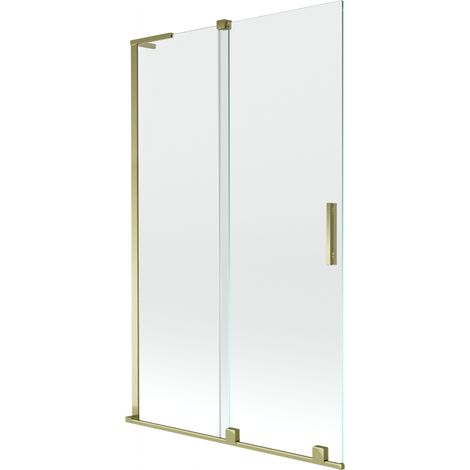 Mexen Velar L Badewannenabtrennung 2-flügelig verschiebbar 110 x 150 cm, transparent, gold - 896-110-003-01-50 (1/2)